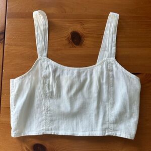 Aerie White Fitted Crop Tank Top
